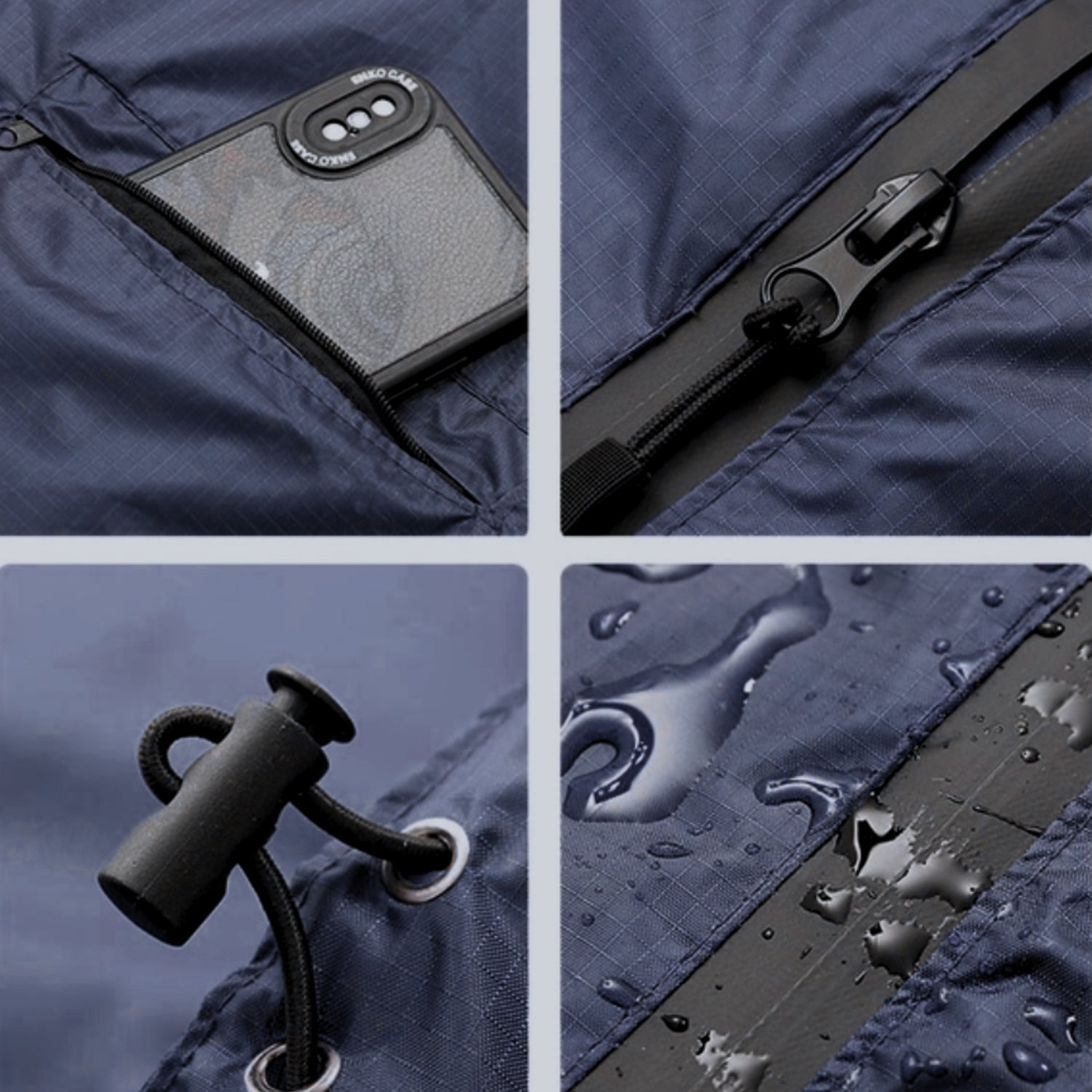 Poncho Regenjas met Capuchon Marineblauw