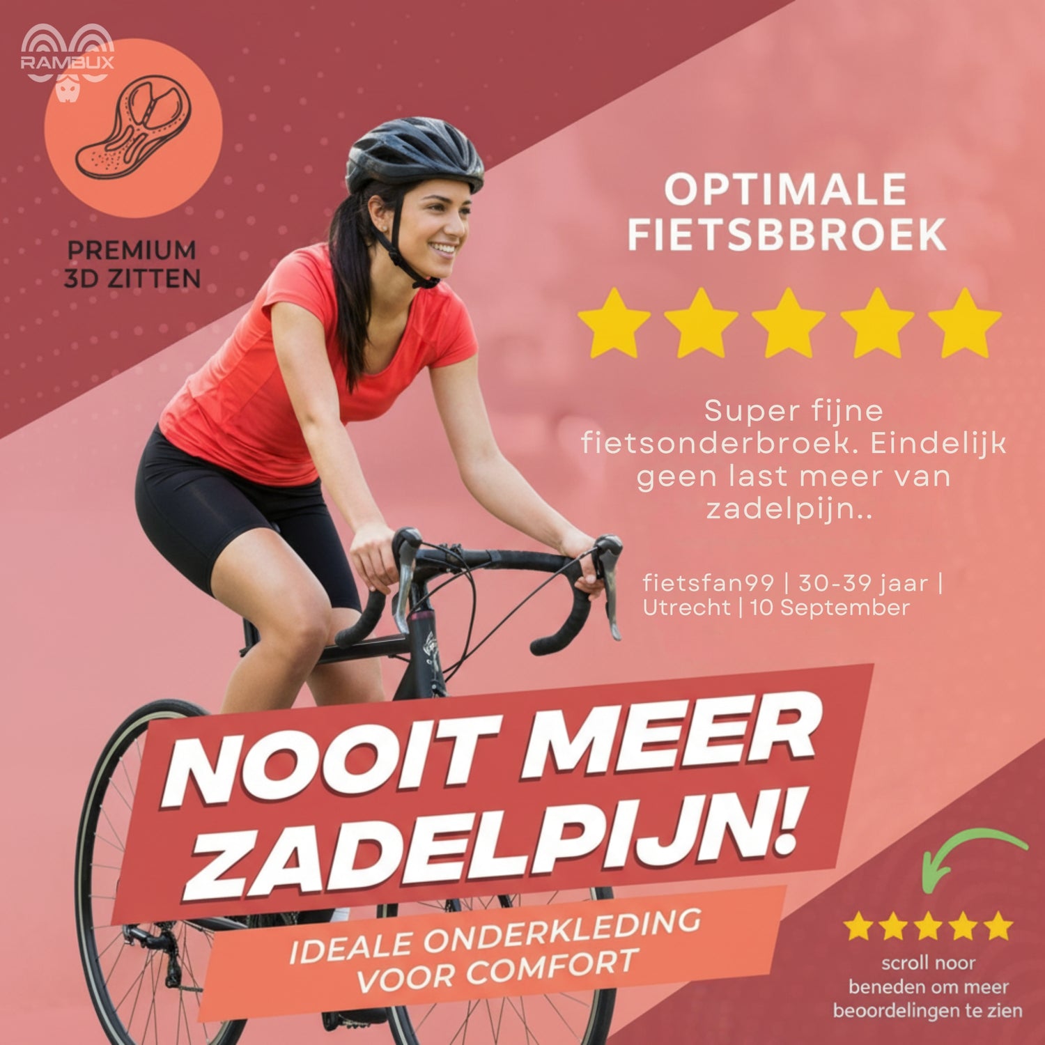 Fietsonderbroek Met Zeem - Dames - Roze