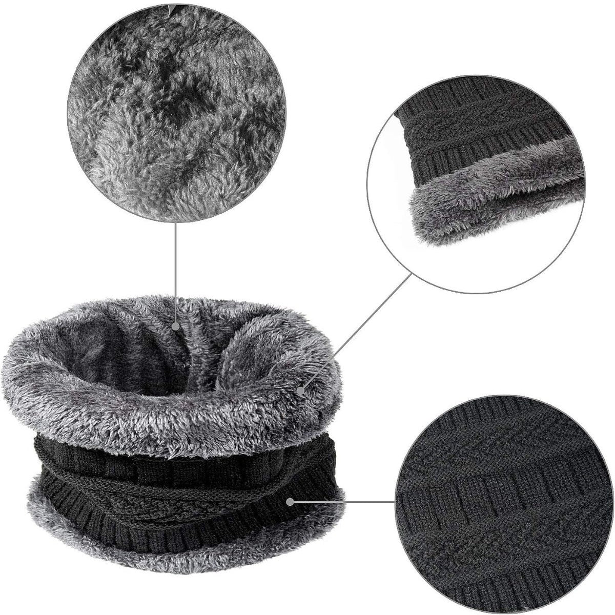 Muts & Sjaal Set - Zwart - One Size