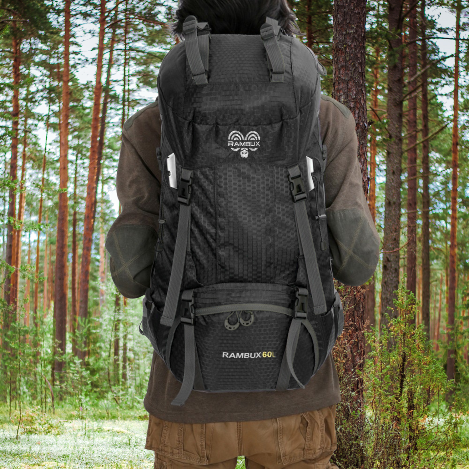 60L Wandelrugzak - Hiking & Trekking Backpack - Lichtgewicht Outdoor Rugzak - Zwart