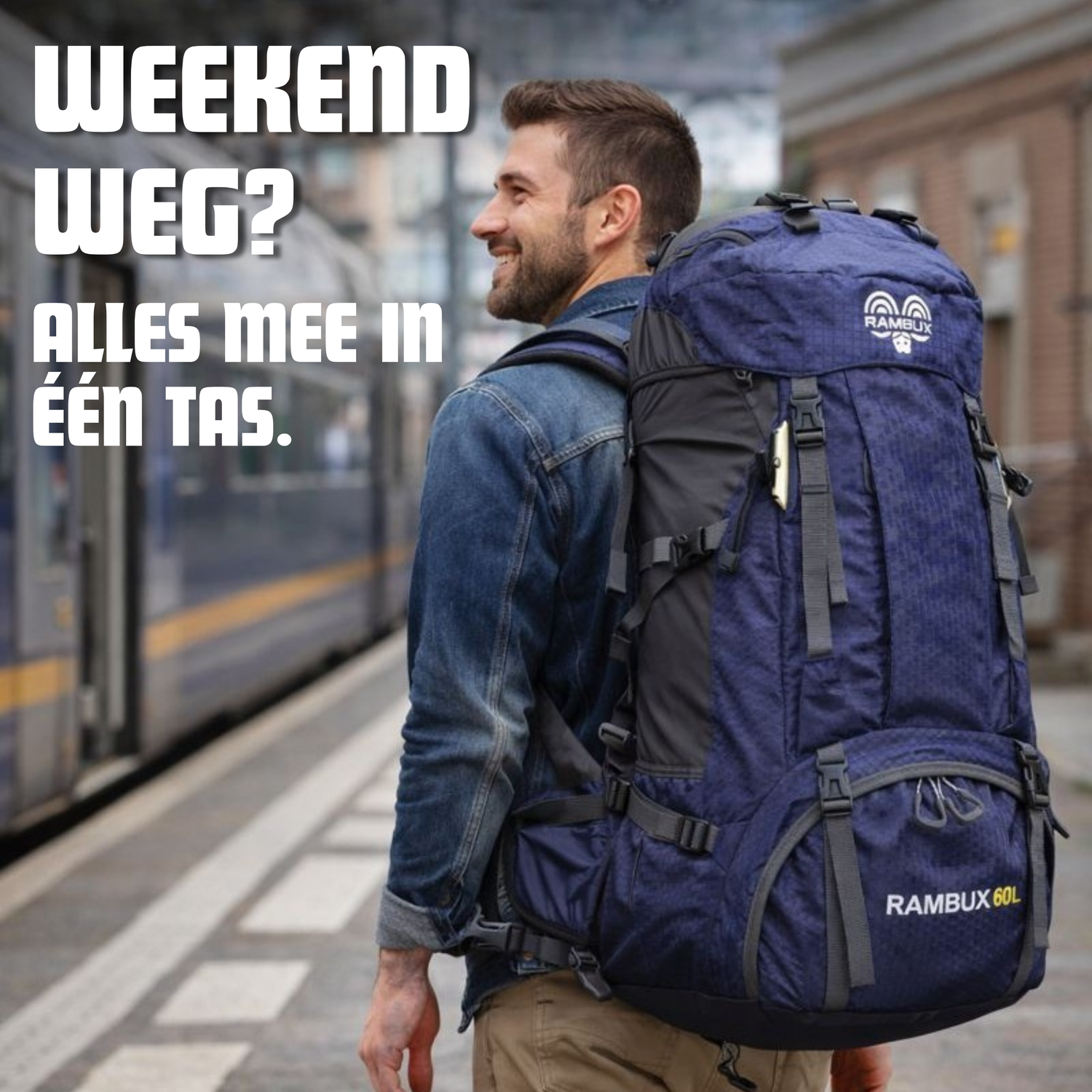 60L Trekking Rugzak Zwart