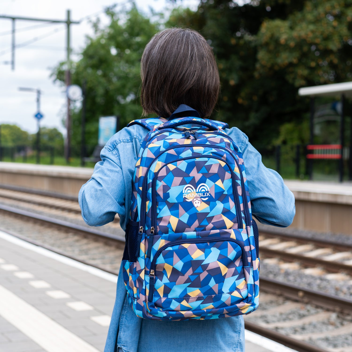 Schooltas Set - Blauw Abstract - 3-delig RAMBUX