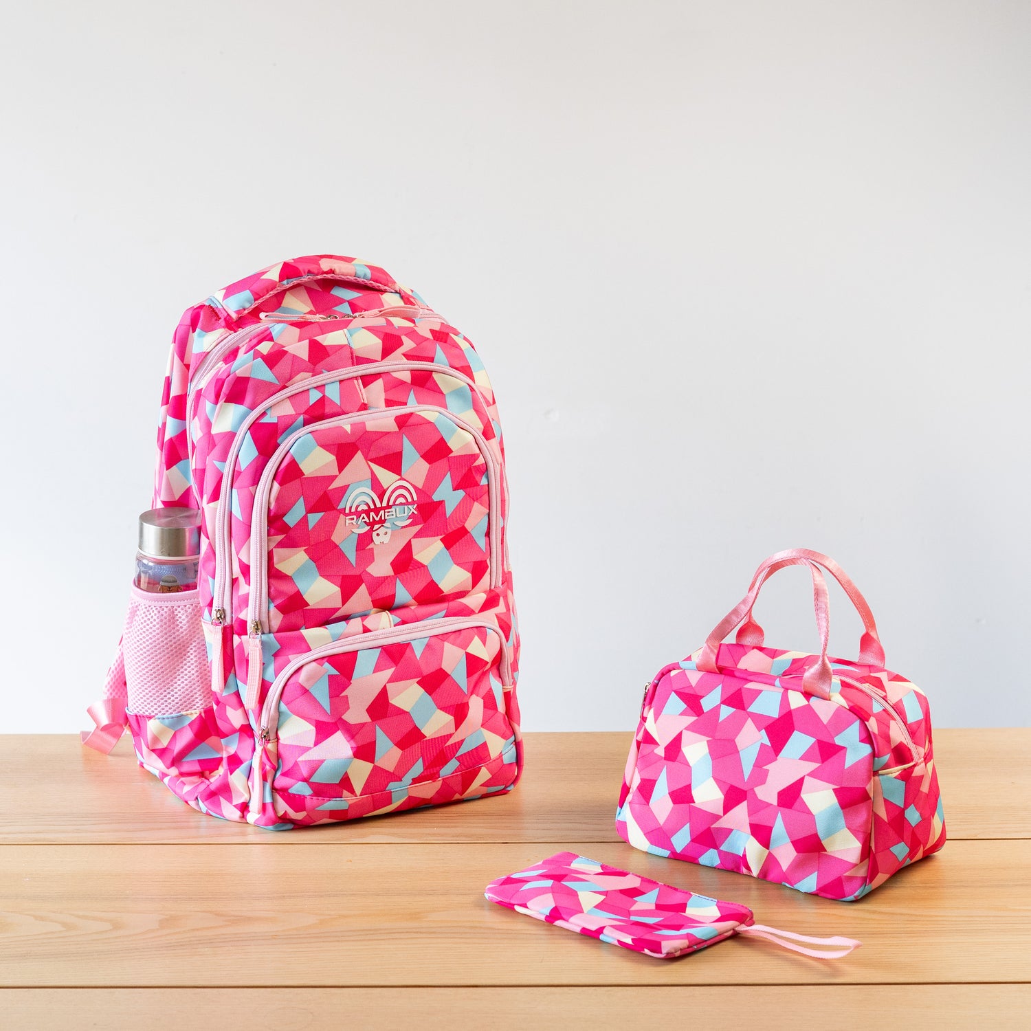 Schooltas Set - Rozerood Abstract - 3-delig RAMBUX