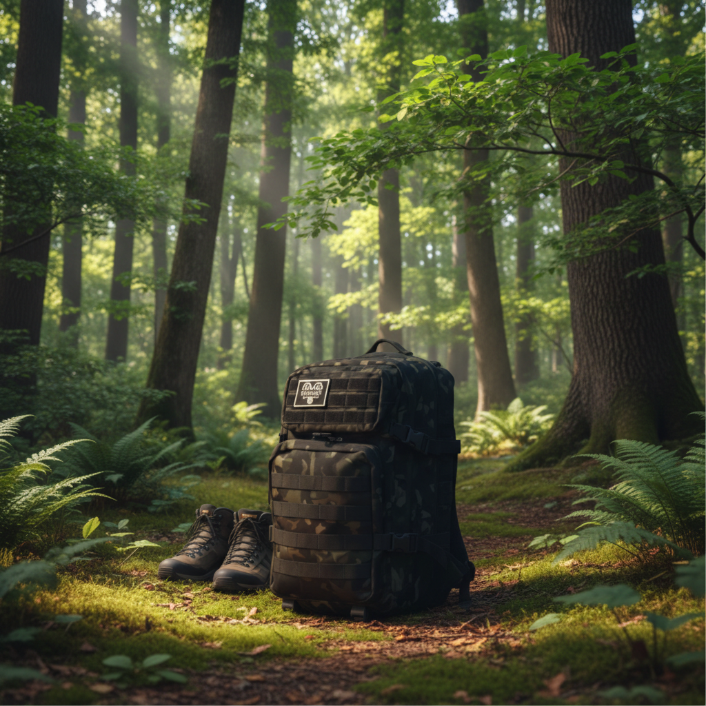 Rucksack 45L Camo Zwart