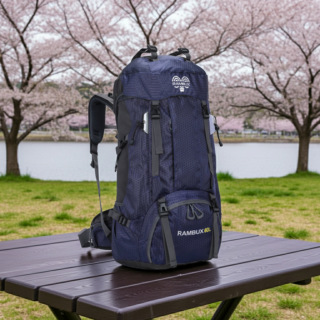 60L Trekking Rugzak Marineblauw