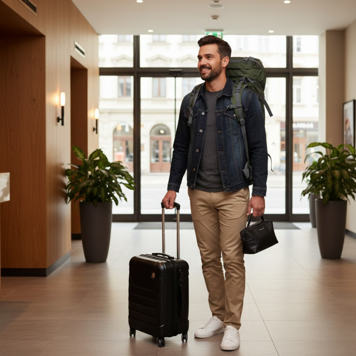 60L Trekking Rugzak Zwart