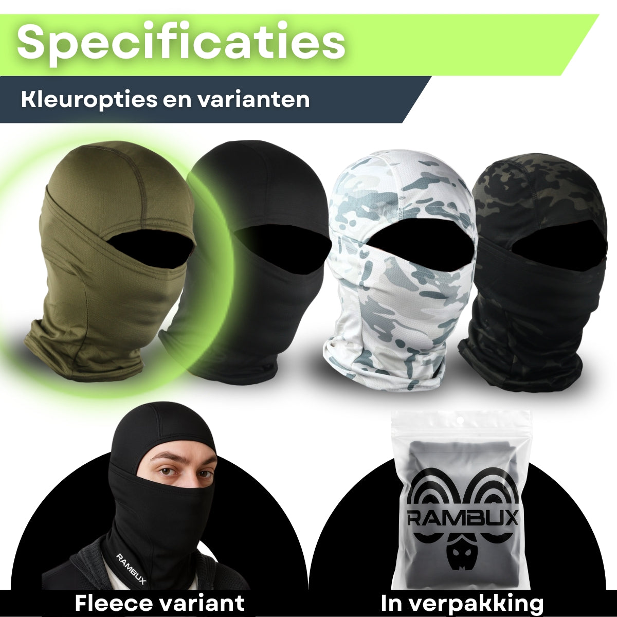 Balaclava Helm Muts Bivakmuts Legergroen