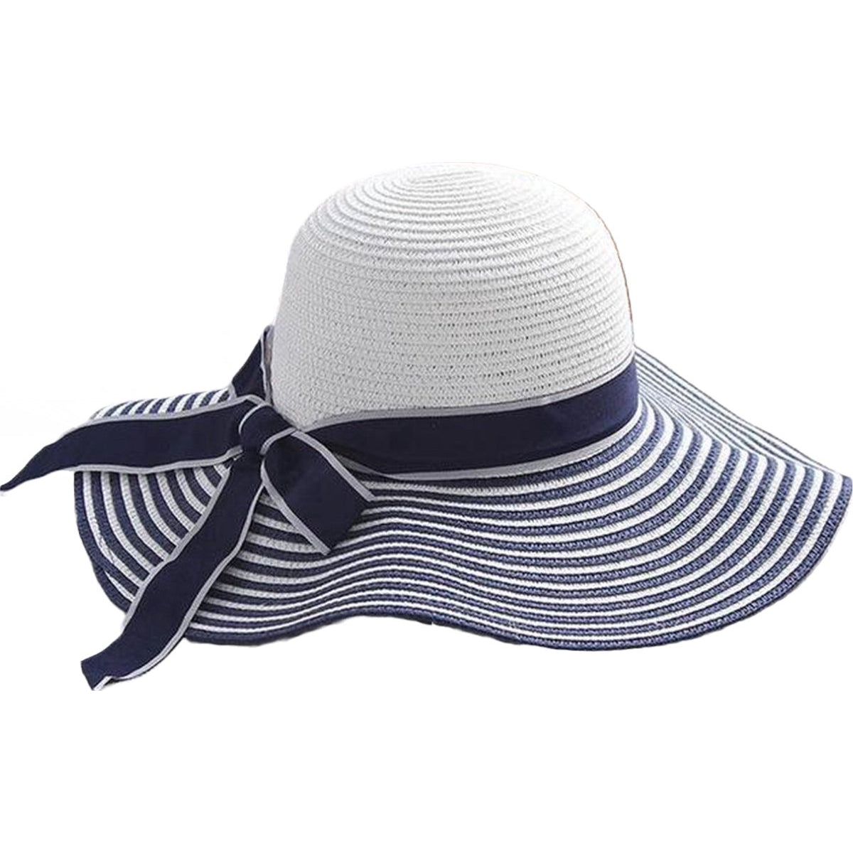Zonnehoed Damen - Riet - Blauw-Wit