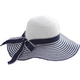Zonnehoed Damen - Riet - Blauw-Wit
